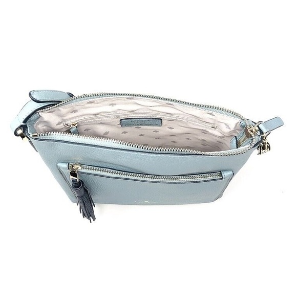 Kate Spade “On Purpose” Zip Top Pebbled Blue Leather Crossbody Bag - Picture 3 of 10